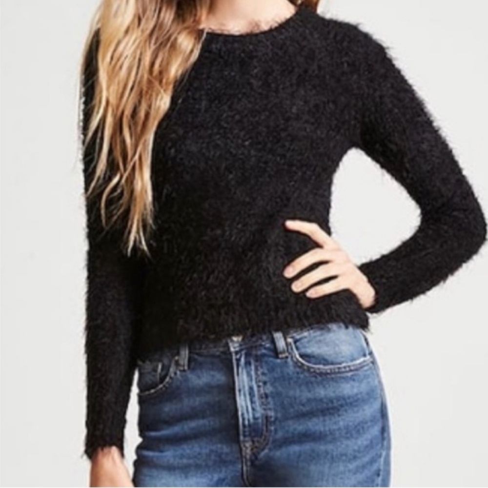 Zara Fuzzy Black Sweater Sz Large